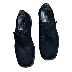 Donald Pilner Mens Black Dress Loafer Shoes with Hook Loop Size 8 M Platform